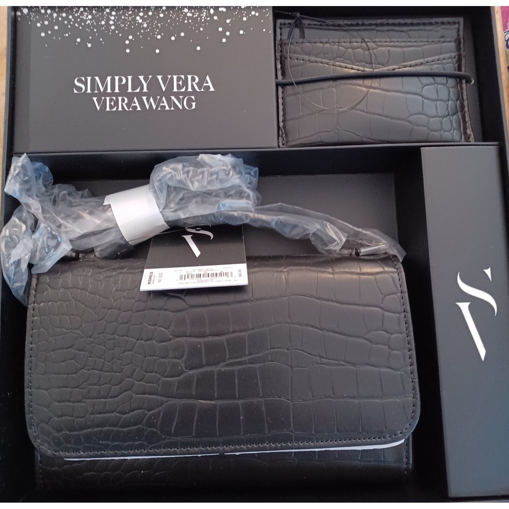BLACK SIMPLY VERA VERA WANG CROSS BODU PURSE & CARD HOLDER GIFT SET